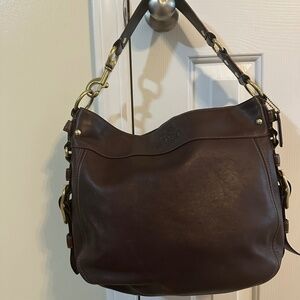 Vintage Coach BROWN LEATHER Large Carly Hobo Bag